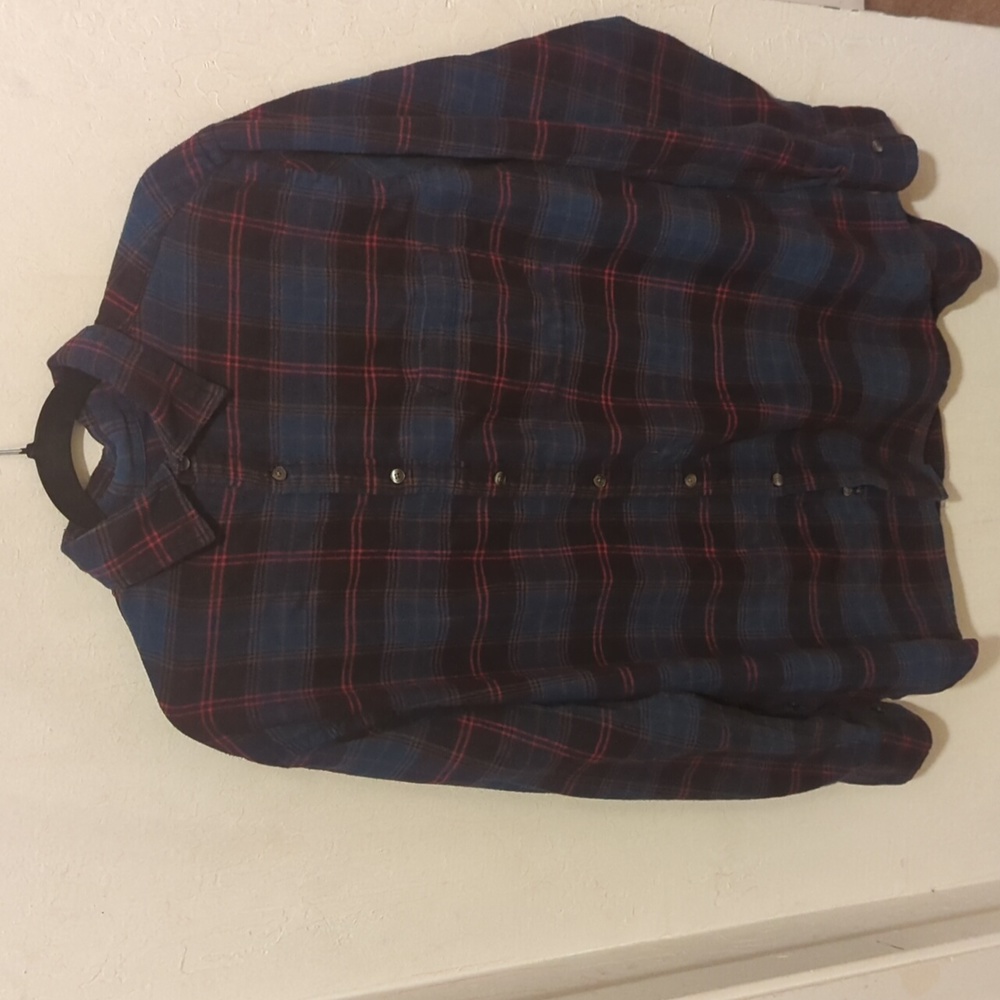 Cherokee flannel plaid button down long sleeve shirt size large